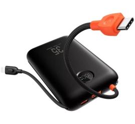 Slika izdelka: VEGER prenosna baterija z vgrajenimi kabli 20000 mAh, črna