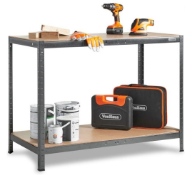 Slika izdelka: Vonhaus 1.2m brezvijačna delovna miza in regalni poličnik HAMMERITE