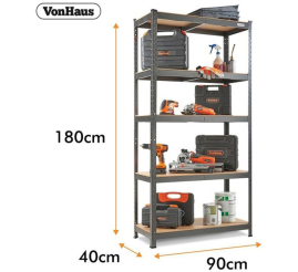 Slika izdelka: VonHaus 1.8m 5 polični regal HAMMERITE