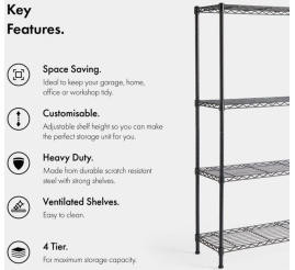 Slika izdelka: VonHaus 4-stopenjski žični regal