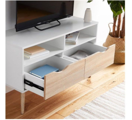 Slika izdelka: VonHaus Koto manjša TV omarica bela, hrast